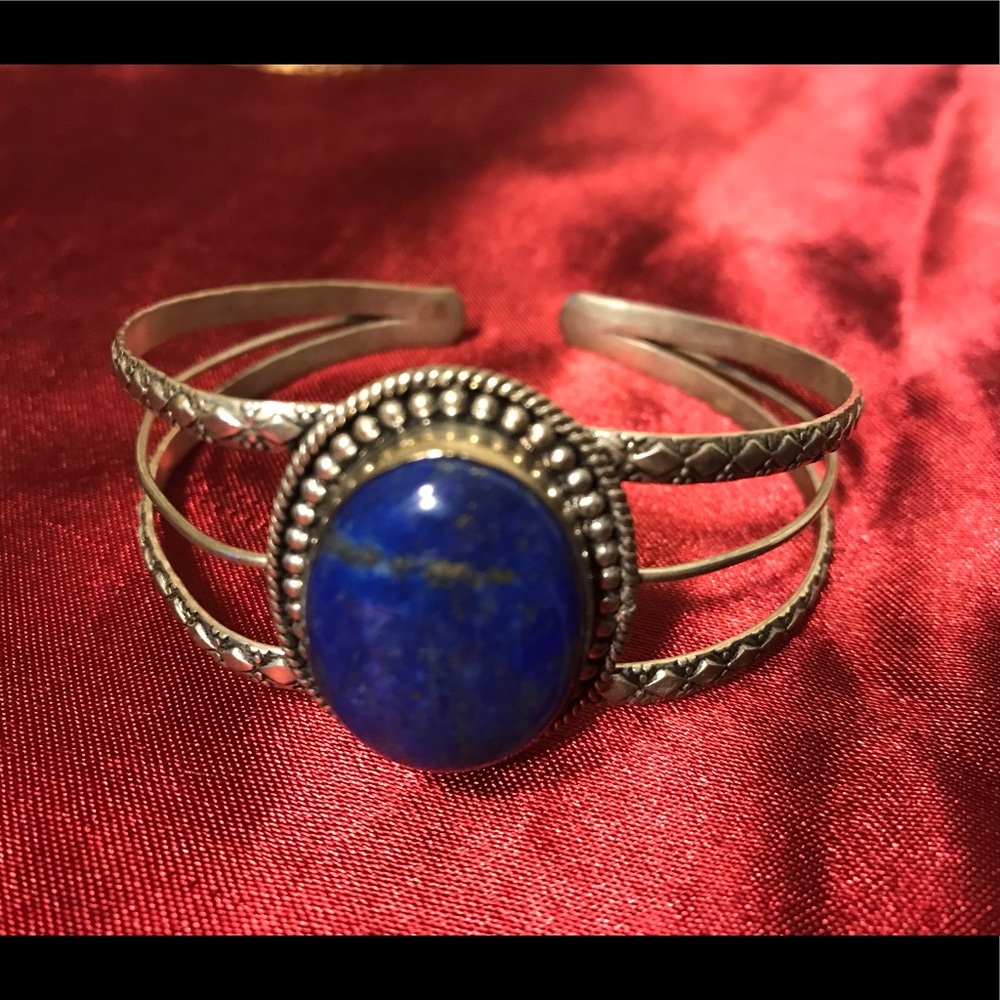🔆 Lapis Lazuli silver cuff bracelet